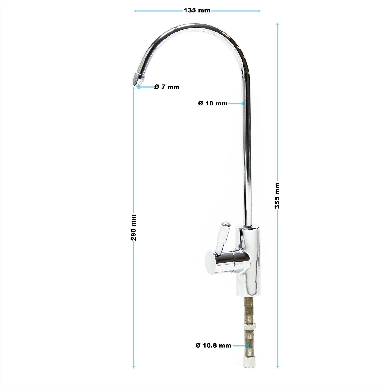 Rubinetto dell'acqua del bagno della cucina ad osmosi inversa 1/4 pollici 6,35 mm 16_0001779