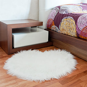 Tappeto Bagno Camera Cuore Bianco Scendiletto Pelo Lungo Shaggy Doccia Antiscivolo