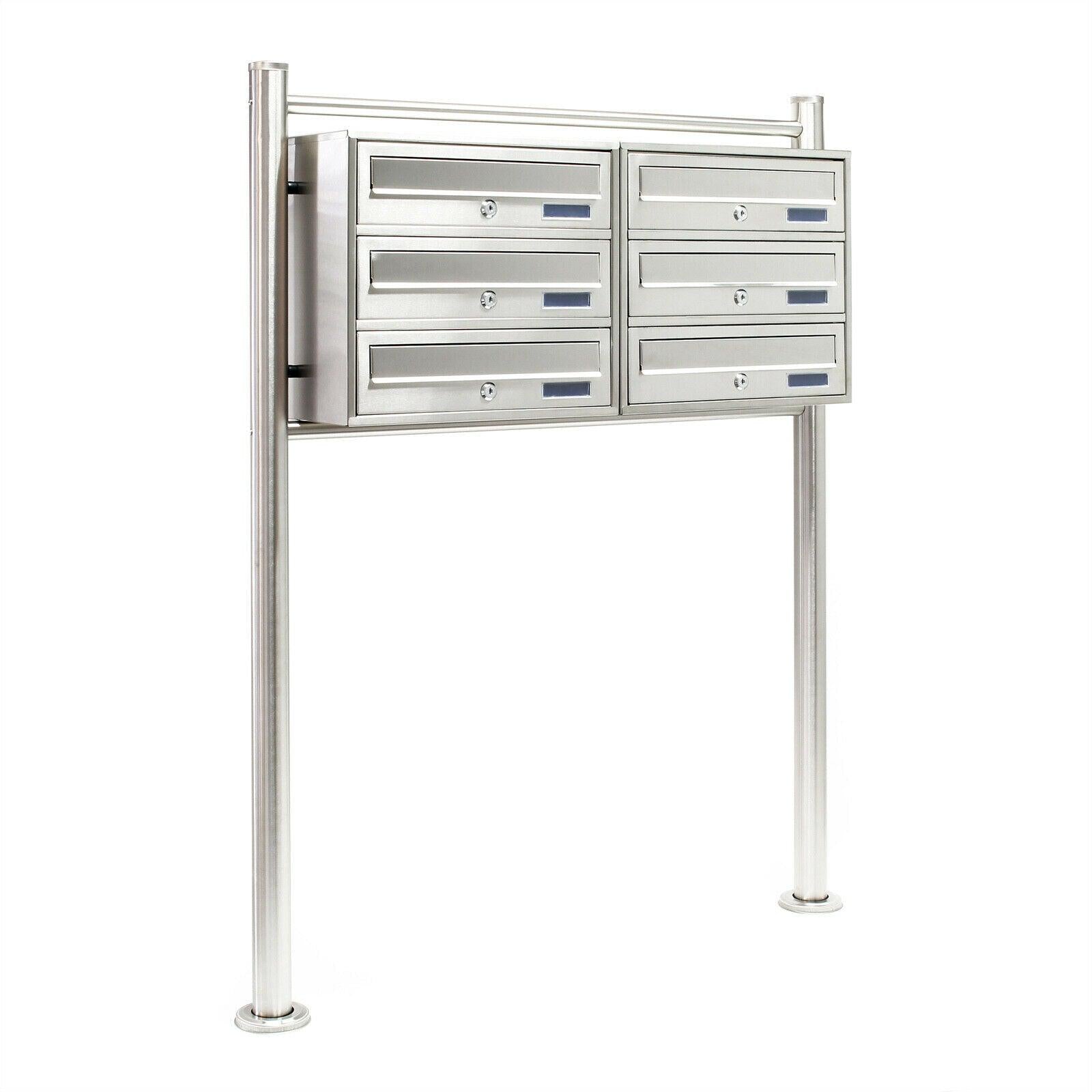 Blocco 6 cassette postali a piedi 2x3 scomparti sovrapposti acciaio inox 16_0000044