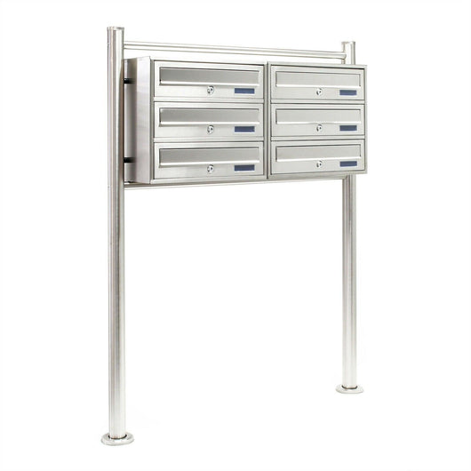 Blocco 6 cassette postali a piedi 2x3 scomparti sovrapposti acciaio inox 16_0000044