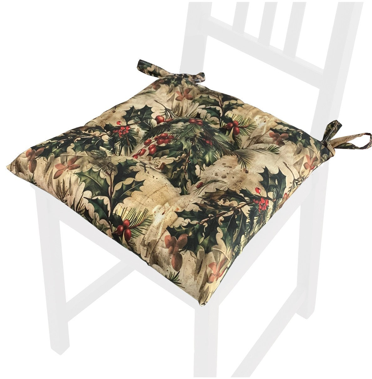 Set 4 Cuscini Sedia Natalizi Cotone Morbidi Universali Coprisedia Natale Imbottitura Ovatta Dis B