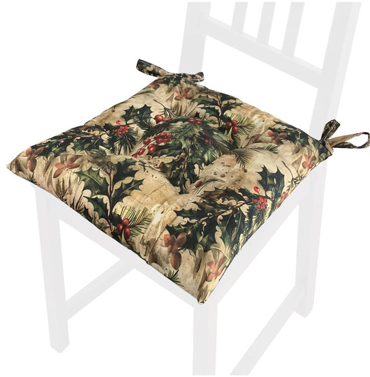 Set 4 Cuscini Sedia Natalizi Cotone Morbidi Universali Coprisedia Natale Imbottitura Ovatta Dis B