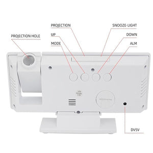 OROLOGIO PROIETTORE SPECCHIATO LED SVEGLIA DISPLAY LCD ELETTRICO DIGITALE ORARIO