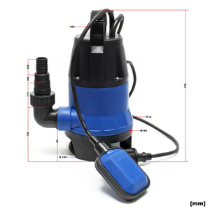 Elettropompa sommergibile per acque reflue 900 watt 14000 l/h drenaggio pozzo giardino evacuazione blu 16_0000623