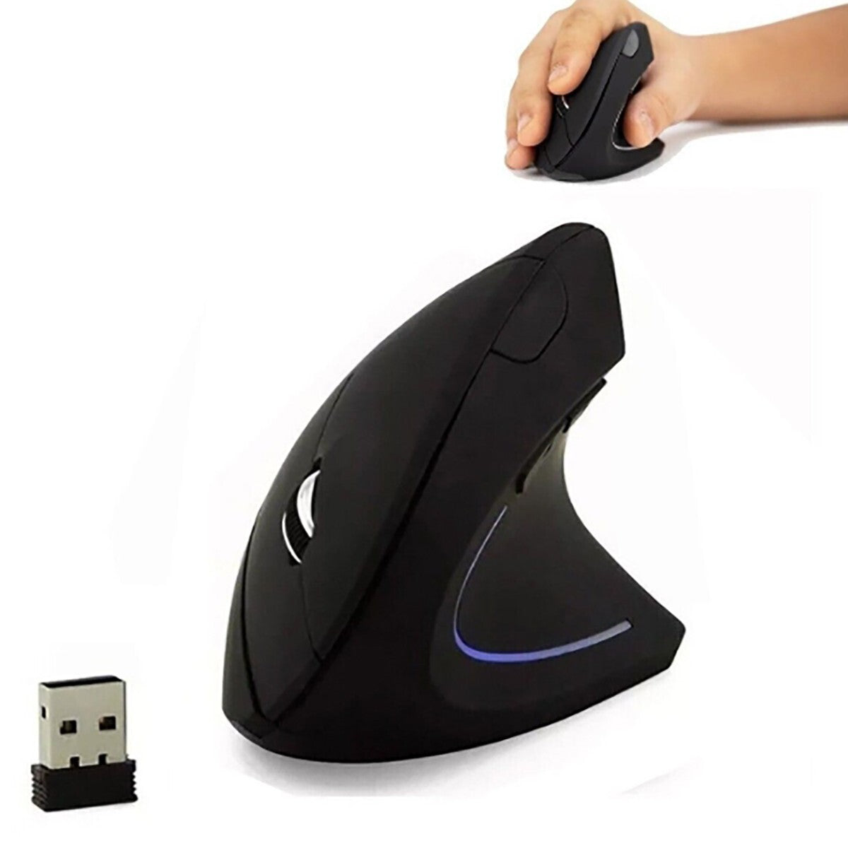 MOUSE VERTICALE WIRELESS ERGONOMICO POLSO TUNNEL CARPALE 5 TASTI D5 3600 DPI