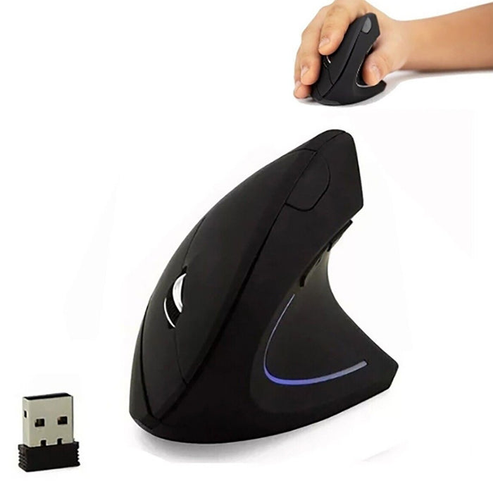 MOUSE VERTICALE WIRELESS ERGONOMICO POLSO TUNNEL CARPALE 5 TASTI D5 3600 DPI