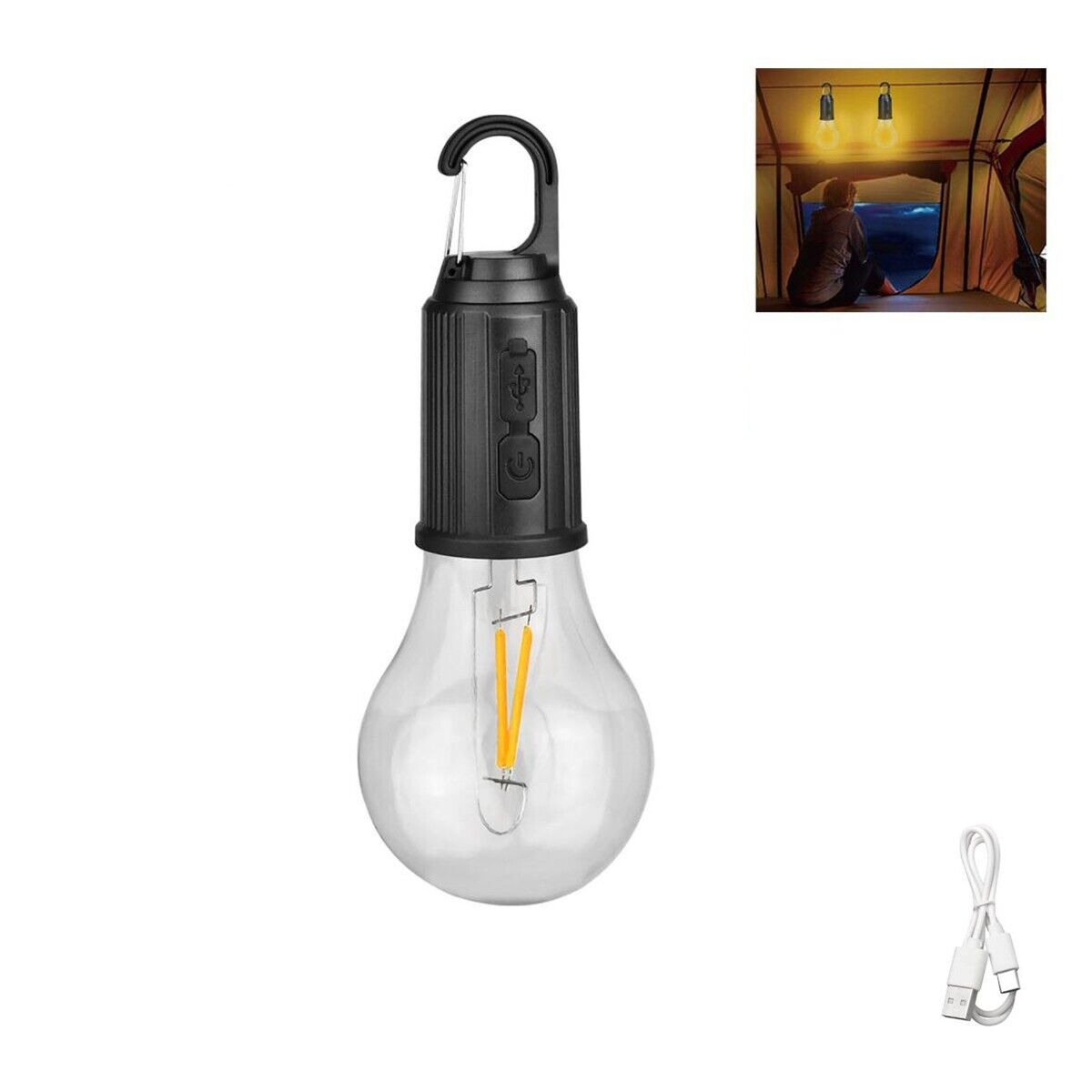 LAMPADA LED CAMPEGGIO USB RICARICABILE CON GANCIO PORTATILE LUCE EMERGENZA B0628