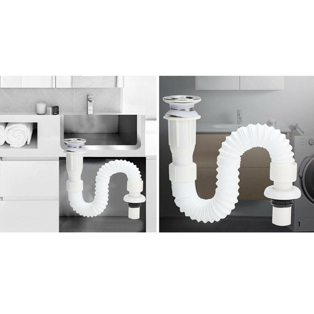 TUBO DI SCARICO FLESSIBILE LAVABO A FALDA UNIVERSALE FOGNARIO 02059