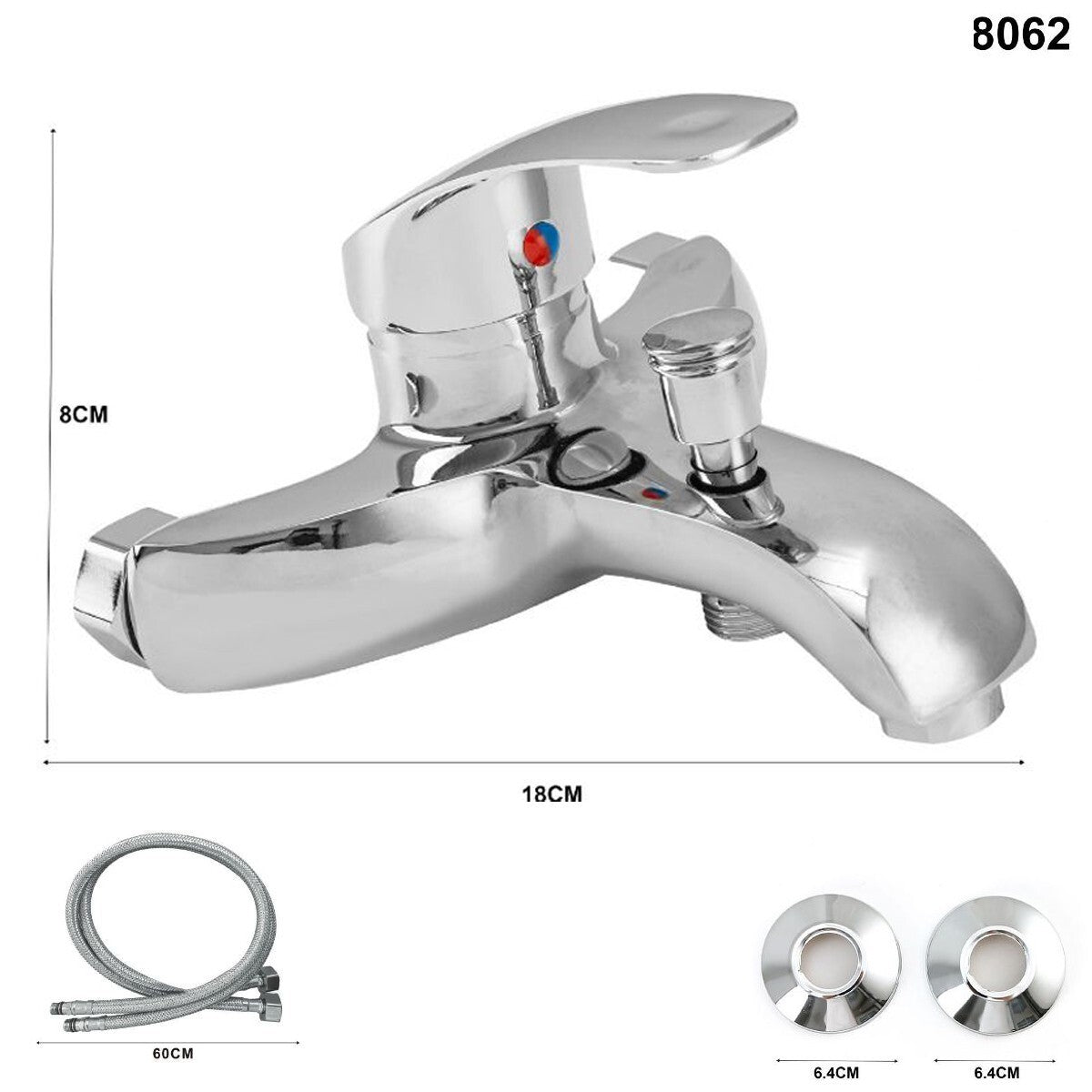 RUBINETTO MISCELATORE CROMATO CASA BAGNO VASCA COMPLETO DI KIT MONTAGGIO JH-8062