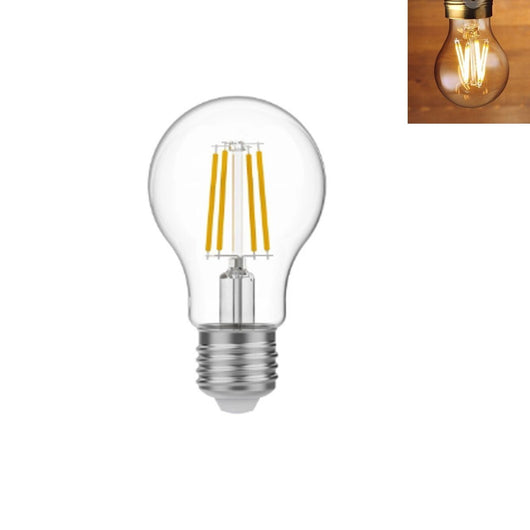 LAMPADINA LED FILAMENTO E27 4W A60 2700K BIANCO CALDO VETRO TRASPARENTE