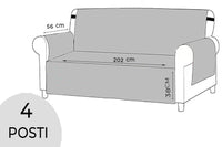 Copridivano Impermeabile Tasche Laterali Proteggi Divano Antimacchia Antiscivolo 4 Posti Antracite