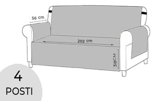 Copridivano Impermeabile Tasche Laterali Proteggi Divano Antimacchia Antiscivolo 4 Posti Antracite