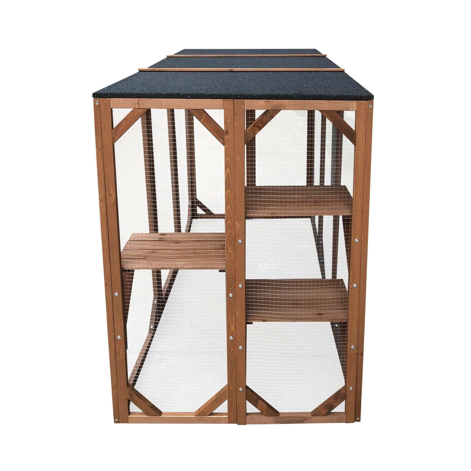 Recinto da esterno per gatti, legno resistente 180 cm 3 zone riposo 16_0001711