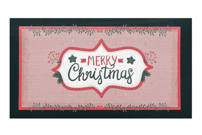 Zerbino Natalizio Gomma Sostenibile 40x70 Cm Asciugapassi Natale Ingresso Antiscivolo Dis.E