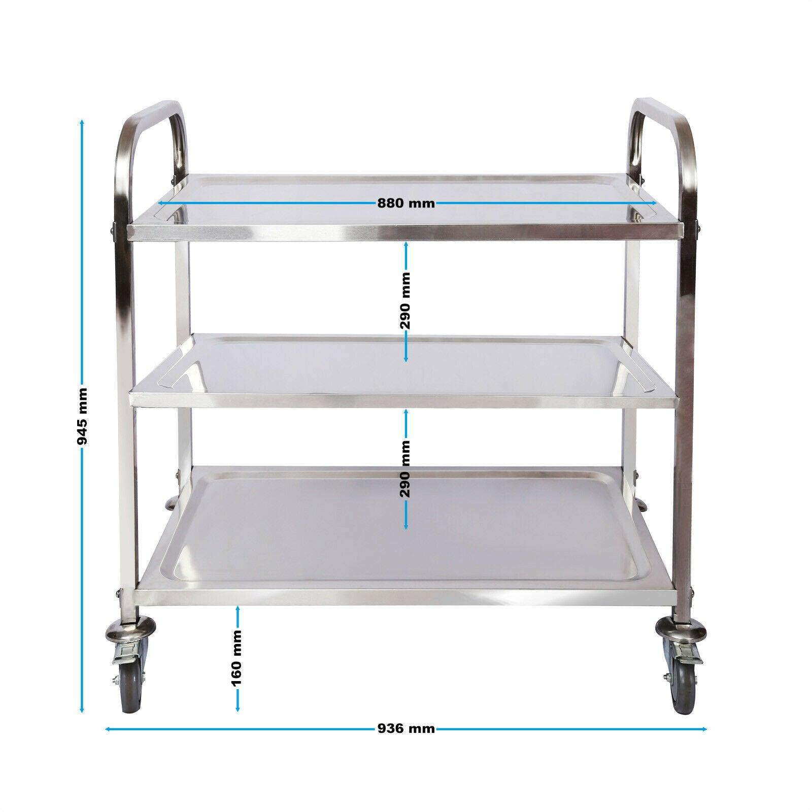Raffinato carrello di servizio in acciaio 3 ripiani fino a 150 kg mobile servizio cucina 16_0002576