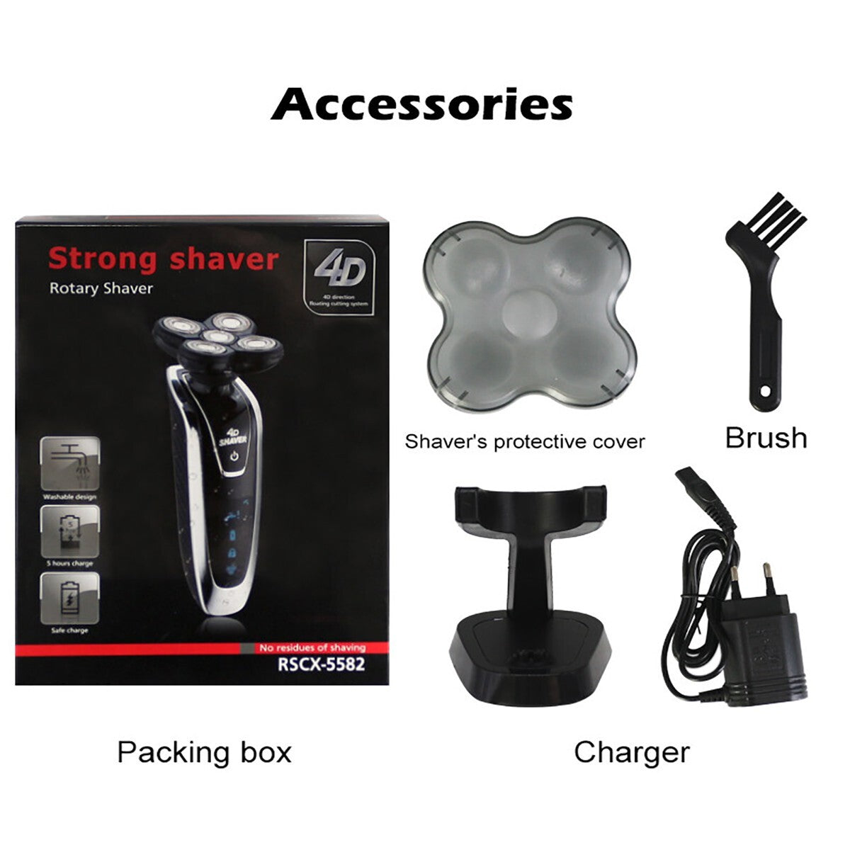 KIT RASOIO ELETTRICO UOMO BARBA NASO PULIZIA VISO IMPERMEABILE USB RICARICABILE