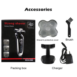 KIT RASOIO ELETTRICO UOMO BARBA NASO PULIZIA VISO IMPERMEABILE USB RICARICABILE