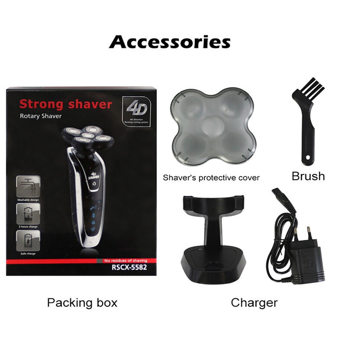 KIT RASOIO ELETTRICO UOMO BARBA NASO PULIZIA VISO IMPERMEABILE USB RICARICABILE