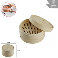 VAPORIERA BAMBOO COTTURA A VAPORE BAMBU CUCINA SALUTARE ASIATICA RIPIANI 25CM