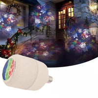 LAMPADA LAMPADINA LED RGB ROTANTE EFFETTO LUCI PROIETTORE E27 BABBO NATALE RENNE