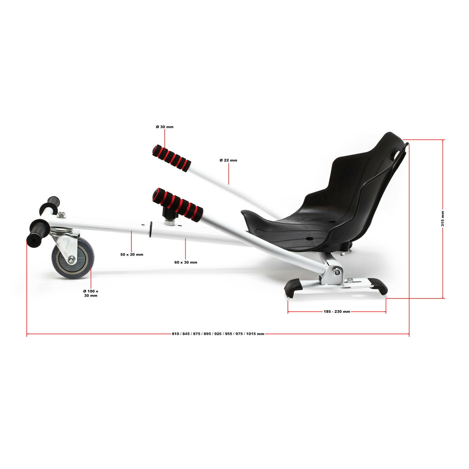 Sedile per kart elettrico compatibile con hoverboard adulto bambino 120 kg rosso 16_0002718