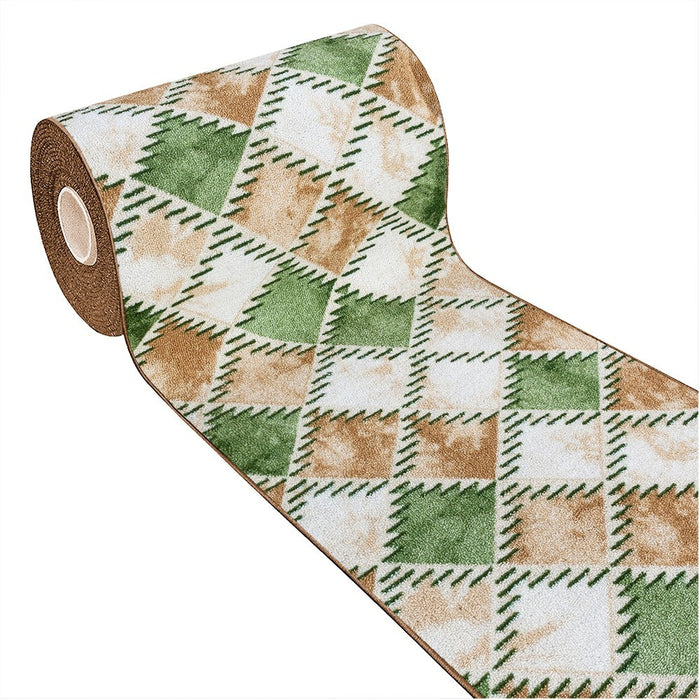 Tappeto Cucina Bordato Antiscivolo Assorbente Passatoia Colori Accesi Patchwork 57x140 Cm Verde