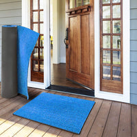Zerbino Cocco Naturale Colorato Antiscivolo Su Misura Tappeto Ingresso Entrata 25x70 cm Blu