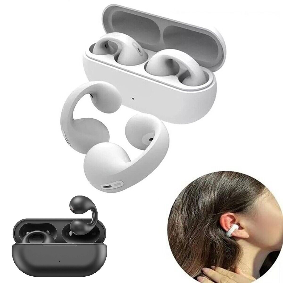 CUFFIE V5.3 TWS ORECCHINO WIRELESS CLIP ORECCHIO SMATPHONE