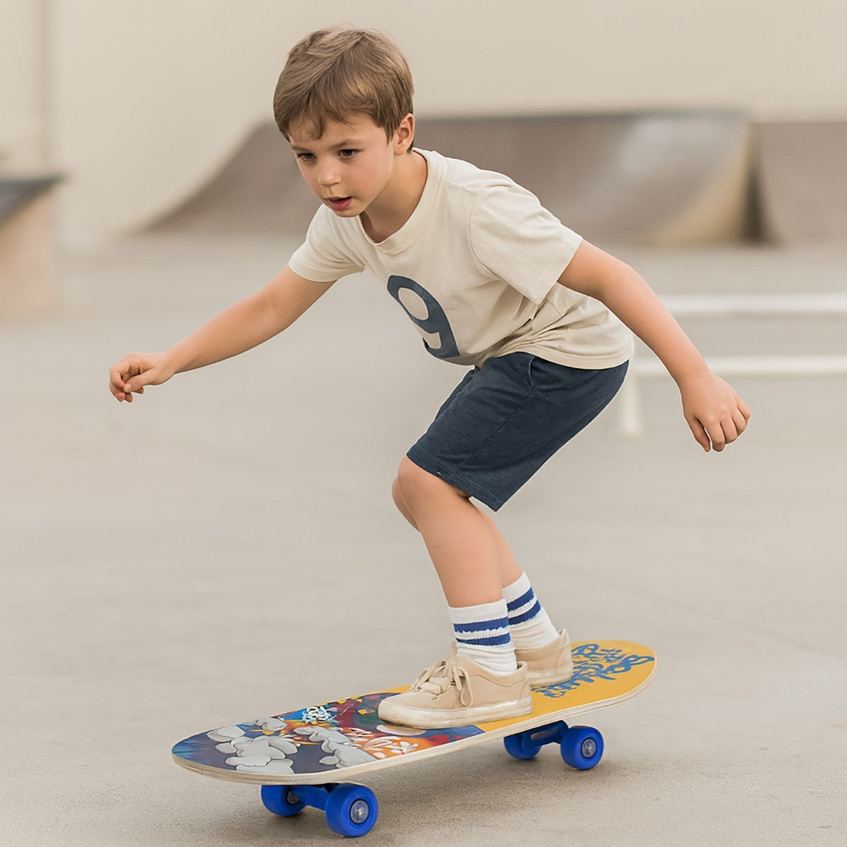 SKATEBOARD SKATE IN LEGNO FANTASIA COLORATO BAMBINI RAGAZZI 70CM 90460