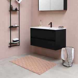 Tappeto Bagno Morbido Assorbente Antiscivolo 3D Intrecciato Scendiletto Lavabile 45x75 Cm Salmone