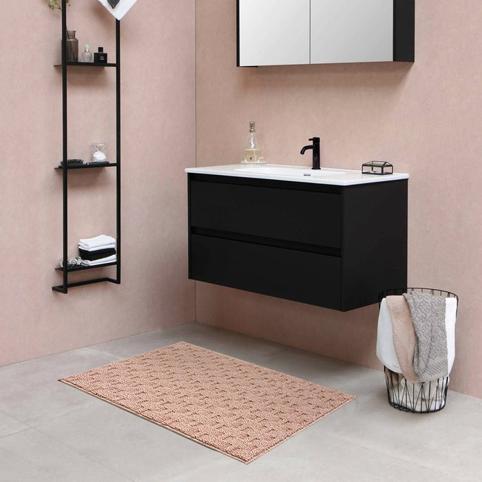 Tappeto Bagno Morbido Assorbente Antiscivolo 3D Intrecciato Scendiletto Lavabile 45x75 Cm Salmone