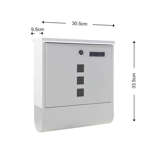 Cassetta postale di design con portagiornali per montaggio a parete posta 30,5 x 9,6 x 33,5 cm bianco 16_0000054