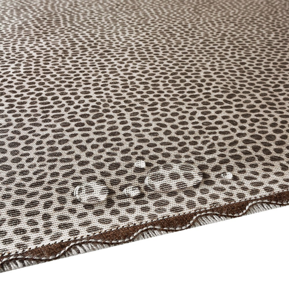 Tovaglia Antimacchia Maculata Bordata Cotone Plastificato Copritavolo Casa Cucina Marrone 135x180 Cm