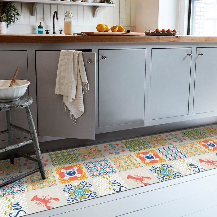 Tappeto Cucina 46x100 Cm Antimacchia Antiscivolo Passatoia Gomma Pvc Flessibile Stampa Digitale Dis B