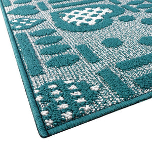 Tappeto Cucina Antiscivolo Cuori 3D Lavabile Moderno Assorbente Blu 57x170 cm