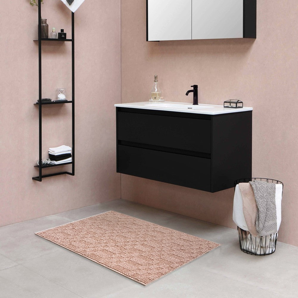 Tappeto Bagno 3D Morbido Assorbente Antiscivolo Lavabile Scendiletto Camera 45x75 Cm Salmone