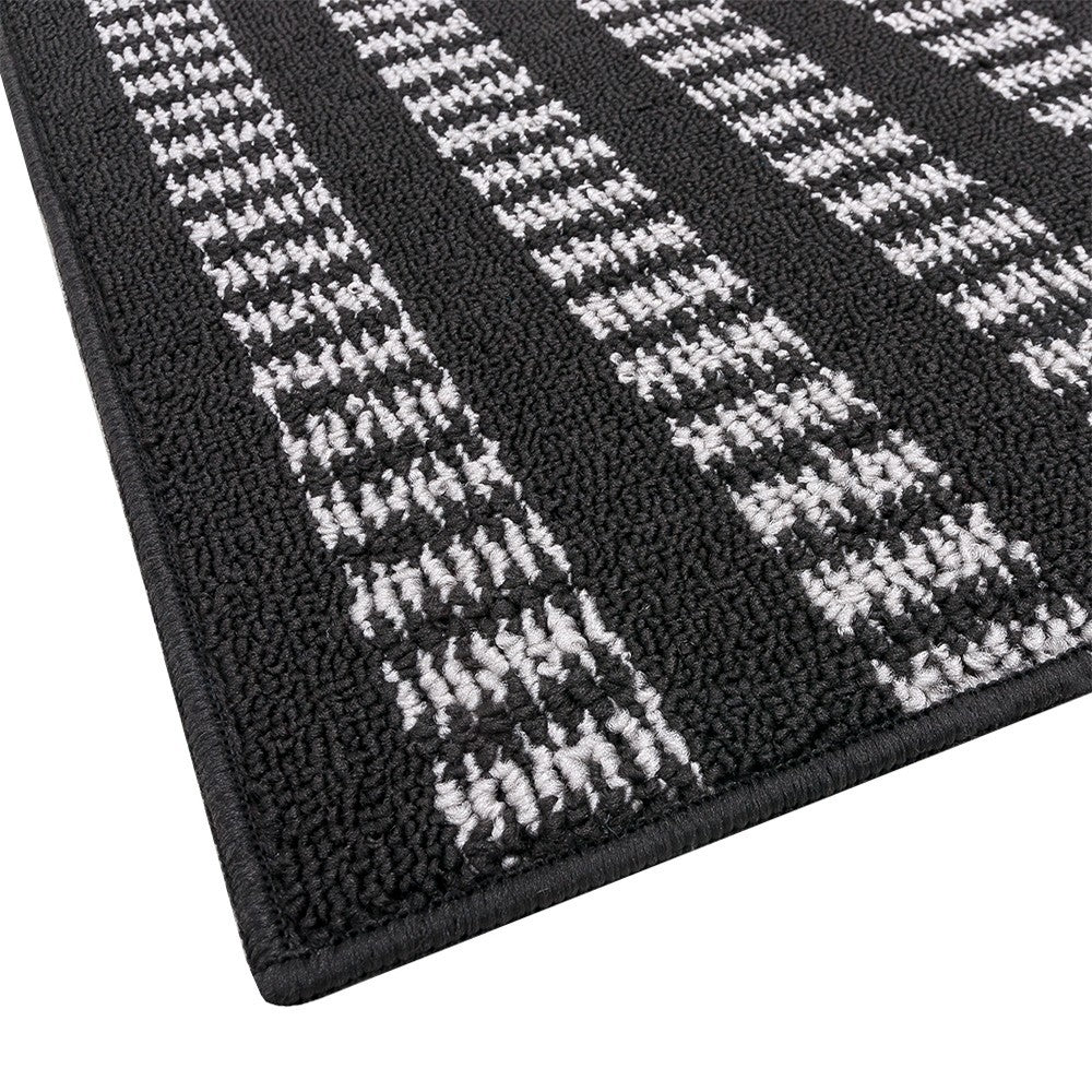 Tappeto Cucina Morbido 3D Assorbente Lavabile Antiscivolo Passatoia Bordata A Righe 57x270 Nero