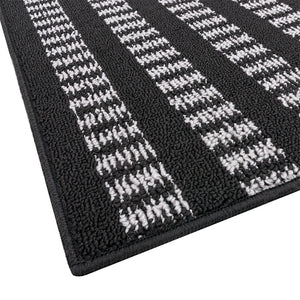 Tappeto Cucina Morbido 3D Assorbente Lavabile Antiscivolo Passatoia Bordata A Righe 57x270 Nero