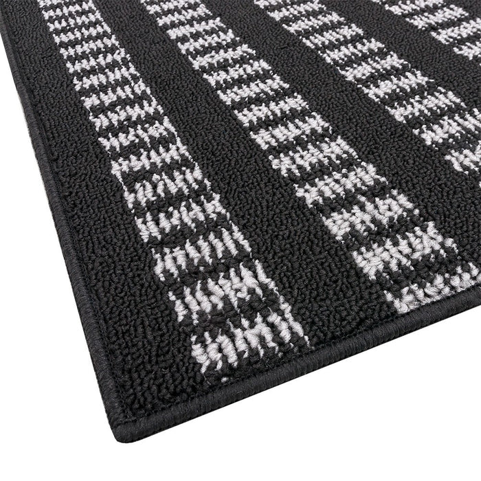 Tappeto Cucina Morbido 3D Assorbente Lavabile Antiscivolo Passatoia Bordata A Righe 57x270 Nero