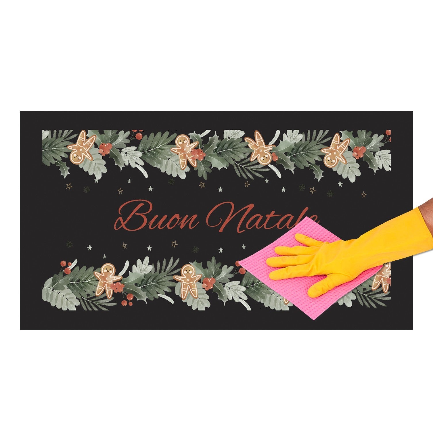 Zerbino Natalizio Gomma Sostenibile 40x70 Cm Asciugapassi Natale Ingresso Antiscivolo Dis.H