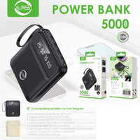 POWER BANK 5000 MAH DISPLAY LED CAVI INTEGRATI USB MICRO USB TYPE C SMARTPHONE