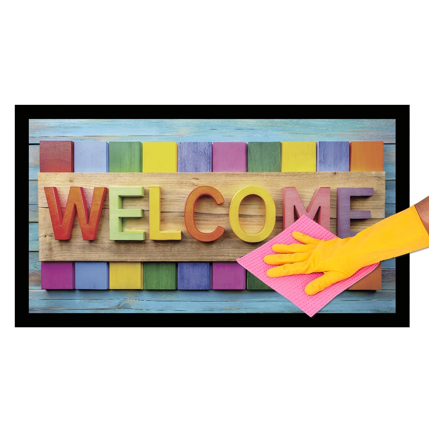 Zerbino Ingresso 40X70 cm Gomma Sostenibile Antiscivolo Pietre Mosaico Maioliche DIS_F