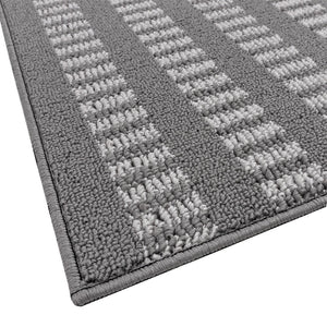 Tappeto Cucina Morbido 3D Assorbente Lavabile Antiscivolo Passatoia Bordata A Righe 57x270 Grigio