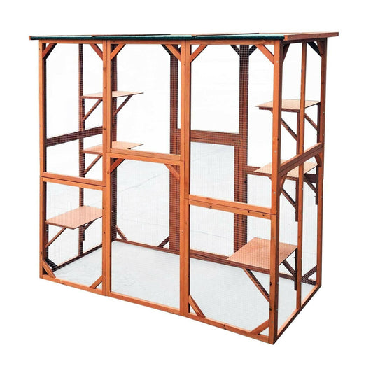 Recinto da esterno per gatti in legno resistente 180x88x169cm 6 zone riposo 16_0001712