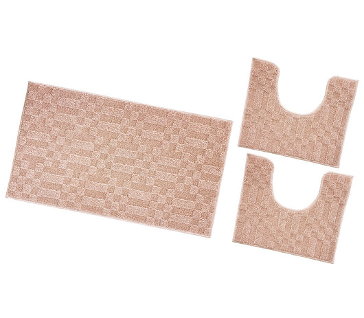 Tappeto Bagno 3D Morbido Assorbente Antiscivolo Lavabile Scendiletto Camera Set 3 Pezzi Salmone