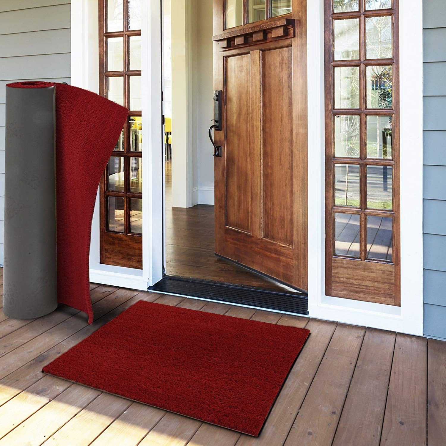 Zerbino Cocco Naturale Colorato Antiscivolo Su Misura Tappeto Ingresso Entrata 40x100 cm Bordeaux