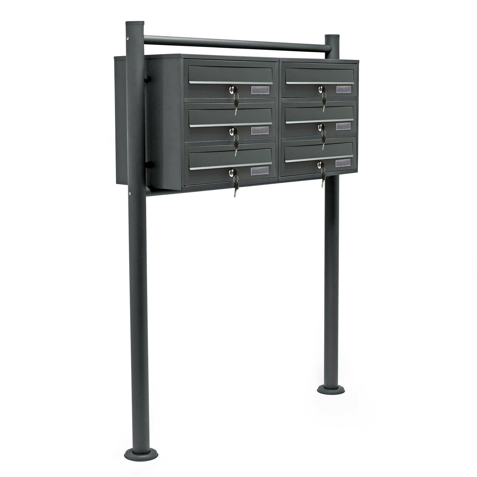 Blocco di 6 cassette postali 2x3 scomparti sovrapposti piede di appoggio in acciaio zincato antracite 16_0000042
