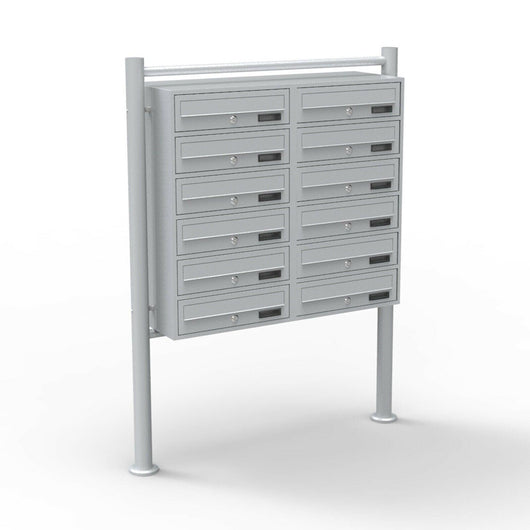 Blocco di 12 cassette postali su piedini argento voci posta 16_0000144