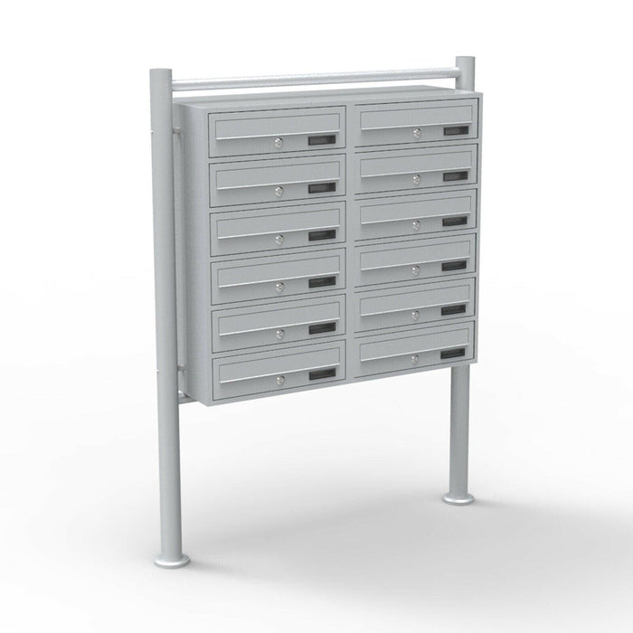 Blocco di 12 cassette postali su piedini argento voci posta 16_0000144
