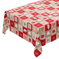 Tovaglia Natalizia Copritavolo Antimacchia Plastificata Retro Felpato Stelle di Natale - 140x600 cm